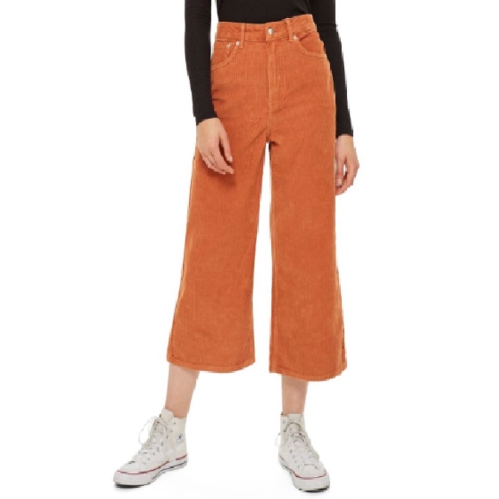Top shop moto wide leg cropped corduroy